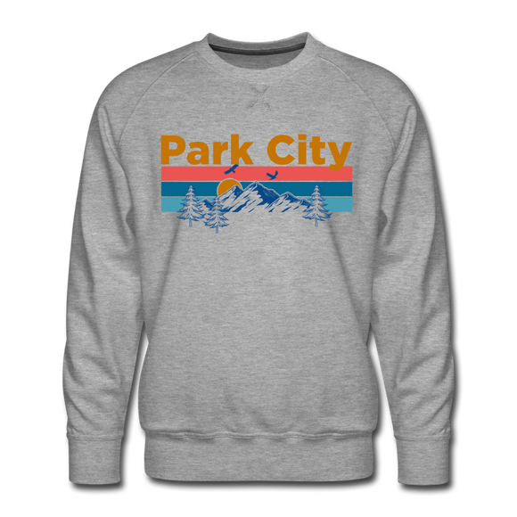 Premium Park City, Utah Sweatshirt - Retro Mountain & Birds Premium Men's Park City Sweatshirt - heather grey