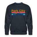 Premium Park City, Utah Sweatshirt - Retro Mountain & Birds Premium Men's Park City Sweatshirt - navy