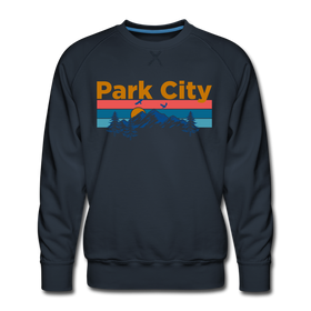 Premium Park City, Utah Sweatshirt - Retro Mountain & Birds Premium Men's Park City Sweatshirt - navy
