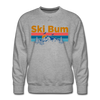 Premium Ski Bum Sweatshirt - Retro Mountain & Birds Premium Men's Ski Bum Sweatshirt - heather grey