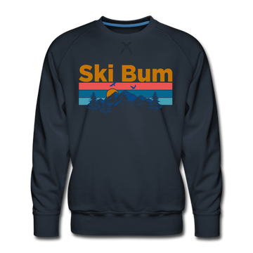 Premium Ski Bum Sweatshirt - Retro Mountain & Birds Premium Men's Ski Bum Sweatshirt - navy