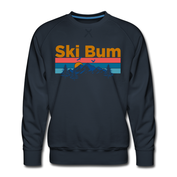 Premium Ski Bum Sweatshirt - Retro Mountain & Birds Premium Men's Ski Bum Sweatshirt - navy