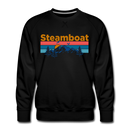 Premium Steamboat, Colorado Sweatshirt - Retro Mountain & Birds Premium Men's Steamboat Sweatshirt - black
