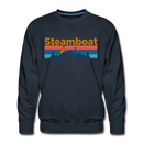 Premium Steamboat, Colorado Sweatshirt - Retro Mountain & Birds Premium Men's Steamboat Sweatshirt - navy