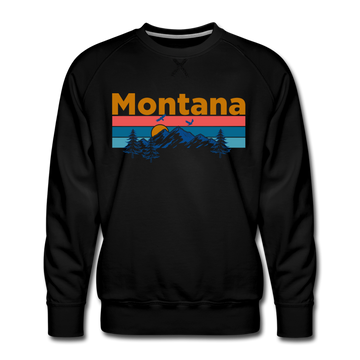 Premium Montana Sweatshirt - Retro Mountain & Birds Premium Men's Montana Sweatshirt - black