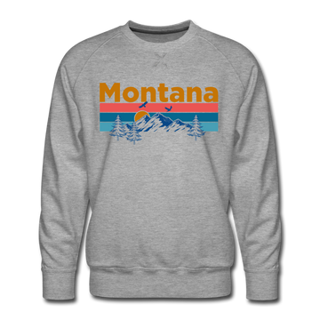 Premium Montana Sweatshirt - Retro Mountain & Birds Premium Men's Montana Sweatshirt - heather grey