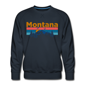 Premium Montana Sweatshirt - Retro Mountain & Birds Premium Men's Montana Sweatshirt - navy