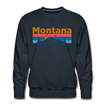 Premium Montana Sweatshirt - Retro Mountain & Birds Premium Men's Montana Sweatshirt - navy