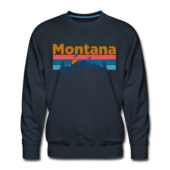Premium Montana Sweatshirt - Retro Mountain & Birds Premium Men's Montana Sweatshirt - navy