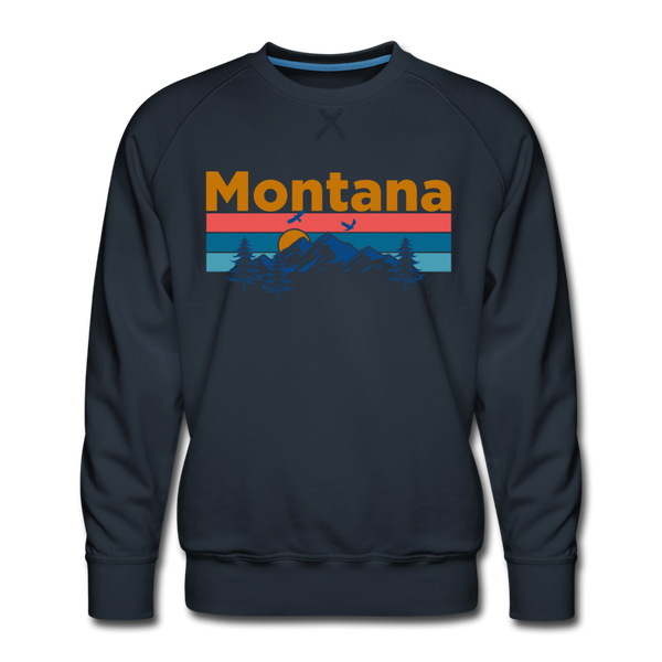 Premium Montana Sweatshirt - Retro Mountain & Birds Premium Men's Montana Sweatshirt - navy