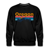 Premium Oregon Sweatshirt - Retro Mountain & Birds Premium Men's Oregon Sweatshirt - black