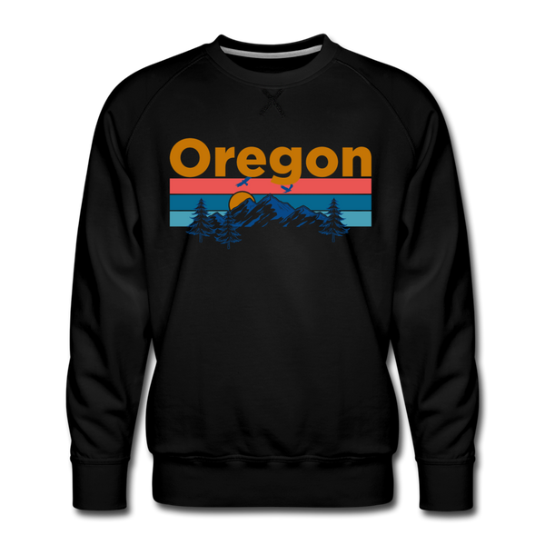 Premium Oregon Sweatshirt - Retro Mountain & Birds Premium Men's Oregon Sweatshirt - black