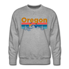 Premium Oregon Sweatshirt - Retro Mountain & Birds Premium Men's Oregon Sweatshirt - heather grey