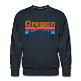 Premium Oregon Sweatshirt - Retro Mountain & Birds Premium Men's Oregon Sweatshirt - navy