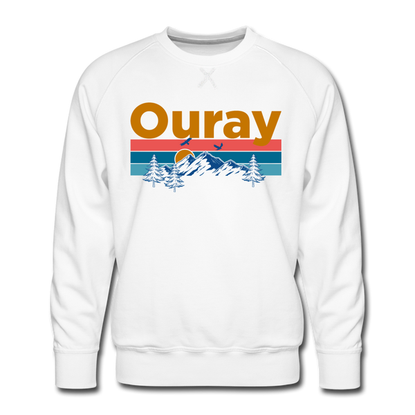 Premium Ouray, Colorado Sweatshirt - Retro Mountain & Birds Premium Men's Ouray Sweatshirt - white