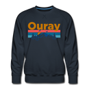 Premium Ouray, Colorado Sweatshirt - Retro Mountain & Birds Premium Men's Ouray Sweatshirt - navy