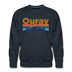 Premium Ouray, Colorado Sweatshirt - Retro Mountain & Birds Premium Men's Ouray Sweatshirt - navy