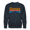 Premium Ouray, Colorado Sweatshirt - Retro Mountain & Birds Premium Men's Ouray Sweatshirt - navy