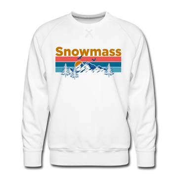 Premium Snowmass, Colorado Sweatshirt - Retro Mountain & Birds Premium Men's Snowmass Sweatshirt - white