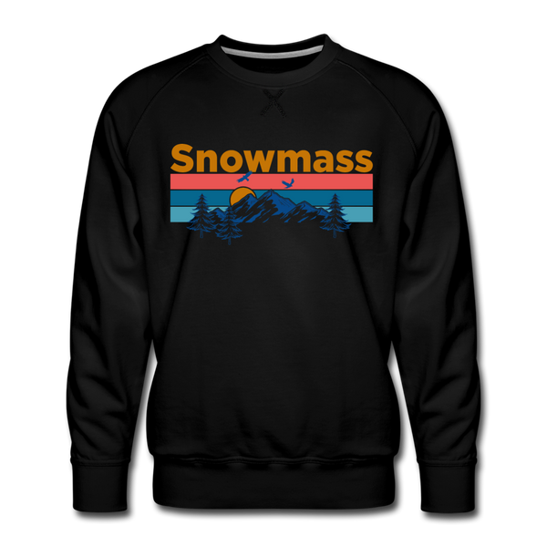Premium Snowmass, Colorado Sweatshirt - Retro Mountain & Birds Premium Men's Snowmass Sweatshirt - black
