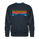 Premium Snowmass, Colorado Sweatshirt - Retro Mountain & Birds Premium Men's Snowmass Sweatshirt - navy