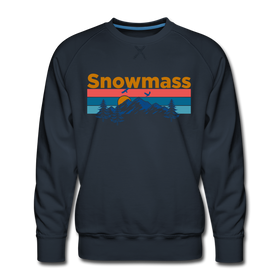 Premium Snowmass, Colorado Sweatshirt - Retro Mountain & Birds Premium Men's Snowmass Sweatshirt - navy