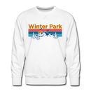 Premium Winter Park, Colorado Sweatshirt - Retro Mountain & Birds Premium Men's Winter Park Sweatshirt - white