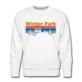 Premium Winter Park, Colorado Sweatshirt - Retro Mountain & Birds Premium Men's Winter Park Sweatshirt - white
