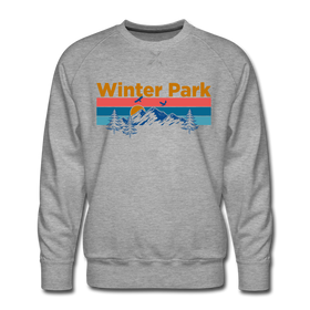Premium Winter Park, Colorado Sweatshirt - Retro Mountain & Birds Premium Men's Winter Park Sweatshirt - heather grey