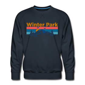 Premium Winter Park, Colorado Sweatshirt - Retro Mountain & Birds Premium Men's Winter Park Sweatshirt - navy