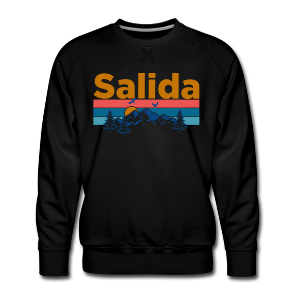 Premium Salida, Colorado Sweatshirt - Retro Mountain & Birds Premium Men's Salida Sweatshirt - black