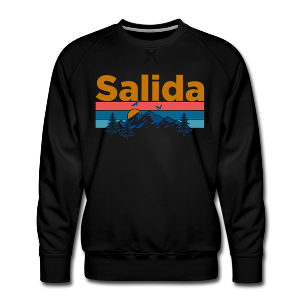 Premium Salida, Colorado Sweatshirt - Retro Mountain & Birds Premium Men's Salida Sweatshirt - black