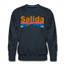 Premium Salida, Colorado Sweatshirt - Retro Mountain & Birds Premium Men's Salida Sweatshirt - navy
