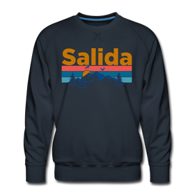 Premium Salida, Colorado Sweatshirt - Retro Mountain & Birds Premium Men's Salida Sweatshirt - navy
