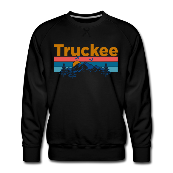 Premium Truckee, California Sweatshirt - Retro Mountain & Birds Premium Men's Truckee Sweatshirt - black