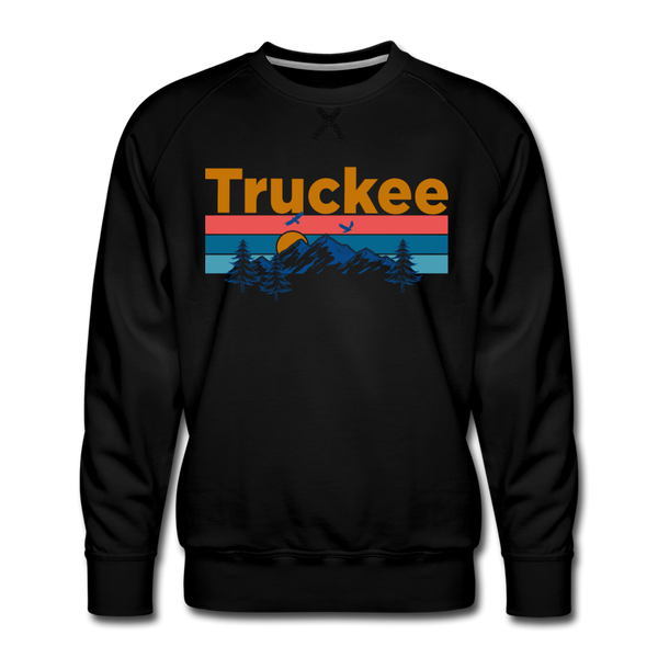 Premium Truckee, California Sweatshirt - Retro Mountain & Birds Premium Men's Truckee Sweatshirt - black