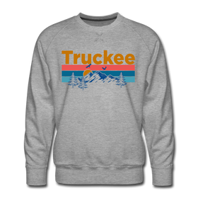 Premium Truckee, California Sweatshirt - Retro Mountain & Birds Premium Men's Truckee Sweatshirt - heather grey