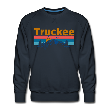 Premium Truckee, California Sweatshirt - Retro Mountain & Birds Premium Men's Truckee Sweatshirt - navy