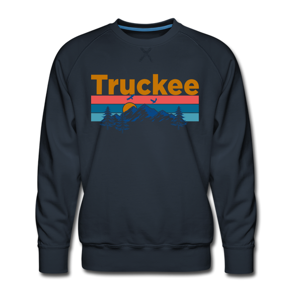 Premium Truckee, California Sweatshirt - Retro Mountain & Birds Premium Men's Truckee Sweatshirt - navy