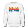 Premium Telluride, Colorado Sweatshirt - Retro Mountain & Birds Premium Men's Telluride Sweatshirt - white