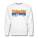Premium Telluride, Colorado Sweatshirt - Retro Mountain & Birds Premium Men's Telluride Sweatshirt - white