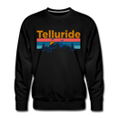 Premium Telluride, Colorado Sweatshirt - Retro Mountain & Birds Premium Men's Telluride Sweatshirt - black