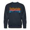 Premium Telluride, Colorado Sweatshirt - Retro Mountain & Birds Premium Men's Telluride Sweatshirt - navy