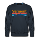 Premium Vermont Sweatshirt - Retro Mountain & Birds Premium Men's Vermont Sweatshirt - navy