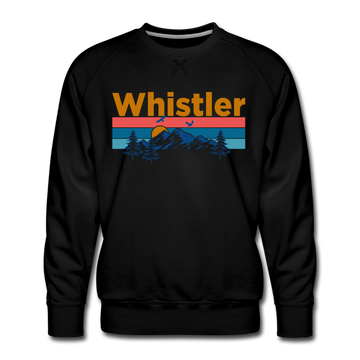 Premium Whistler, Canada Sweatshirt - Retro Mountain & Birds Premium Men's Whistler Sweatshirt - black