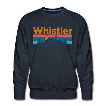 Premium Whistler, Canada Sweatshirt - Retro Mountain & Birds Premium Men's Whistler Sweatshirt - navy