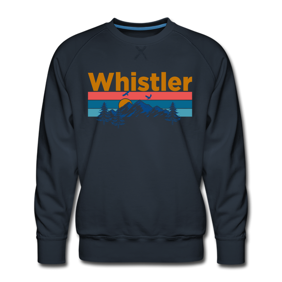 Premium Whistler, Canada Sweatshirt - Retro Mountain & Birds Premium Men's Whistler Sweatshirt - navy