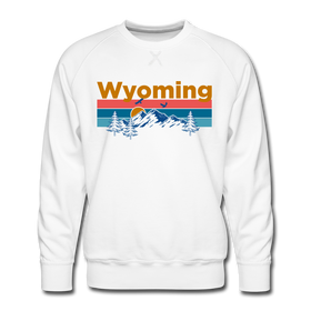 Premium Wyoming Sweatshirt - Retro Mountain & Birds Premium Men's Wyoming Sweatshirt