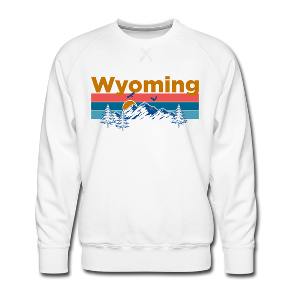 Premium Wyoming Sweatshirt - Retro Mountain & Birds Premium Men's Wyoming Sweatshirt - white