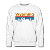 Premium Wyoming Sweatshirt - Retro Mountain & Birds Premium Men's Wyoming Sweatshirt